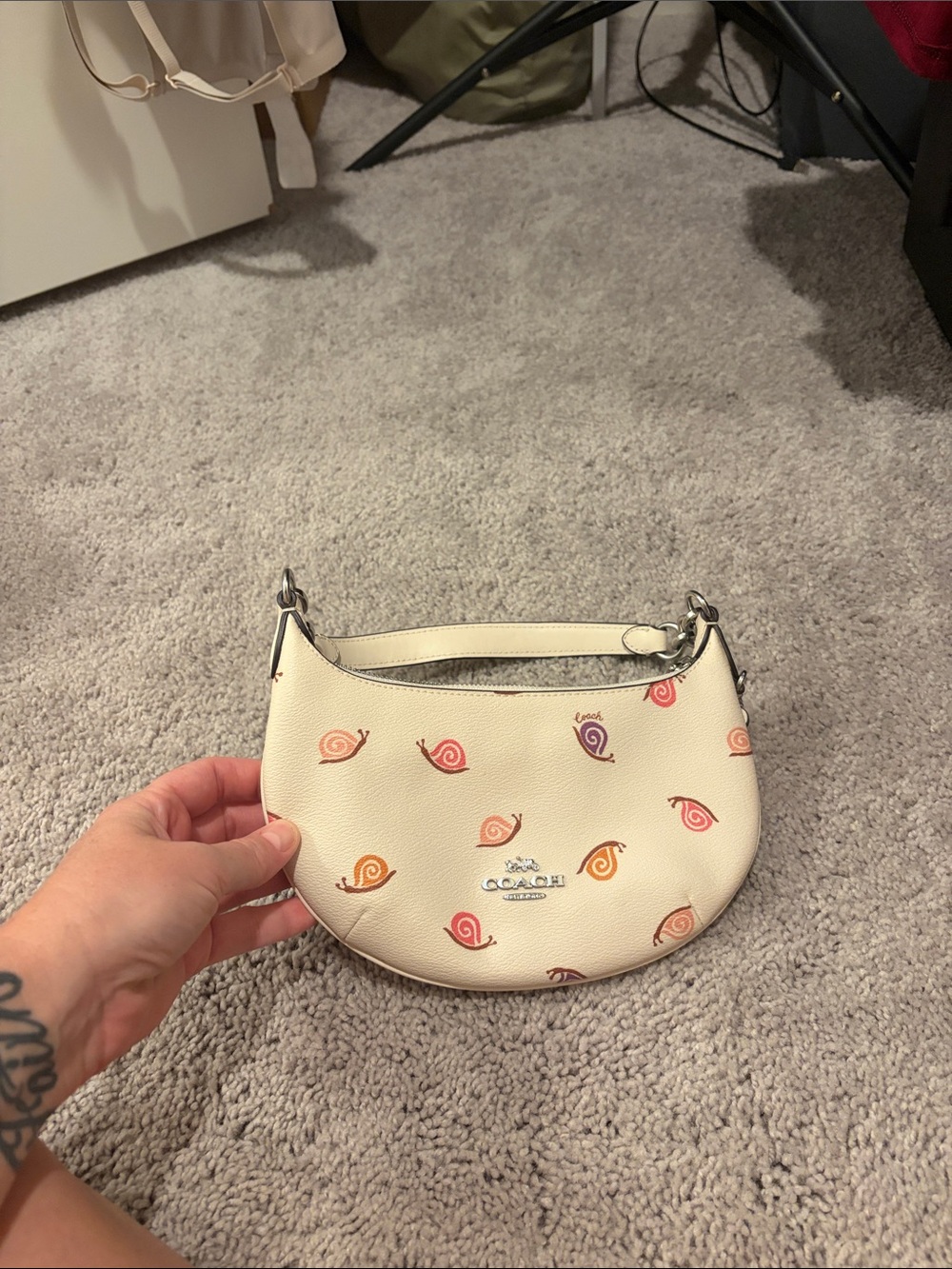 Coach Cream Mini Hobo Bag with Multicolor Snail Motif